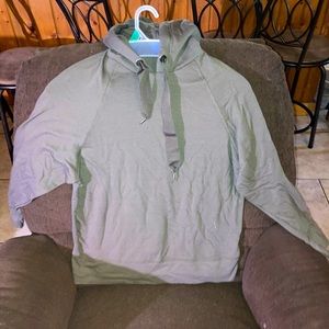 Women’s olive green hooded long sleeve blouse
